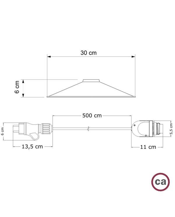 Snake Eiva mit Swing Lampenschirm, tragbare Außenleuchte, 5m Textilkabel, wasserdichte IP65 Lampenfassung und Stecker