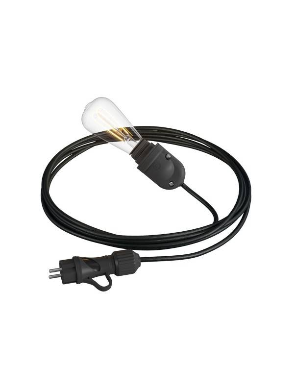 Snake Eiva, tragbare Außenleuchte, 5m Textilkabel, wasserdichte IP65 Lampenfassung und Stecker