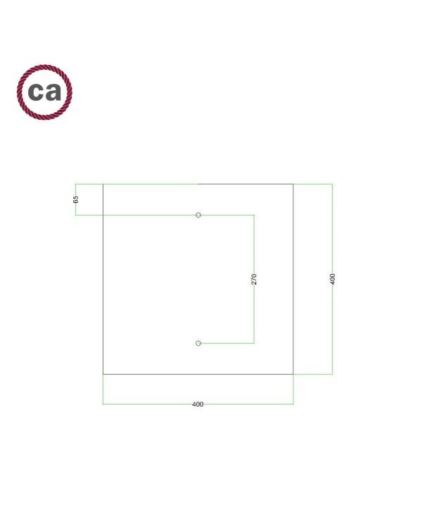 Quadratisches XXL 2-Loch und 4 Seitenlöchern Lampenbaldachin Kit, Rose-One-Abdeckung, 400 mm- PROMO