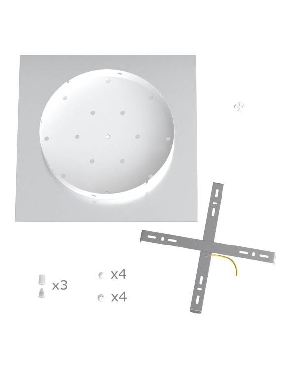 Quadratisches XXL 3-Loch und 4 Seitenlöchern Lampenbaldachin Kit, Rose-One-Abdeckung, 400 mm- PROMO