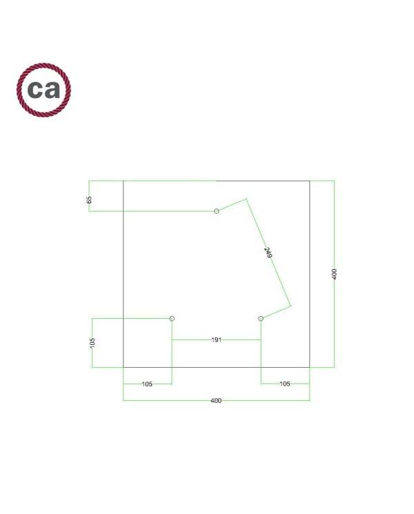 Quadratisches XXL 3-Loch und 4 Seitenlöchern Lampenbaldachin Kit, Rose-One-Abdeckung, 400 mm- PROMO