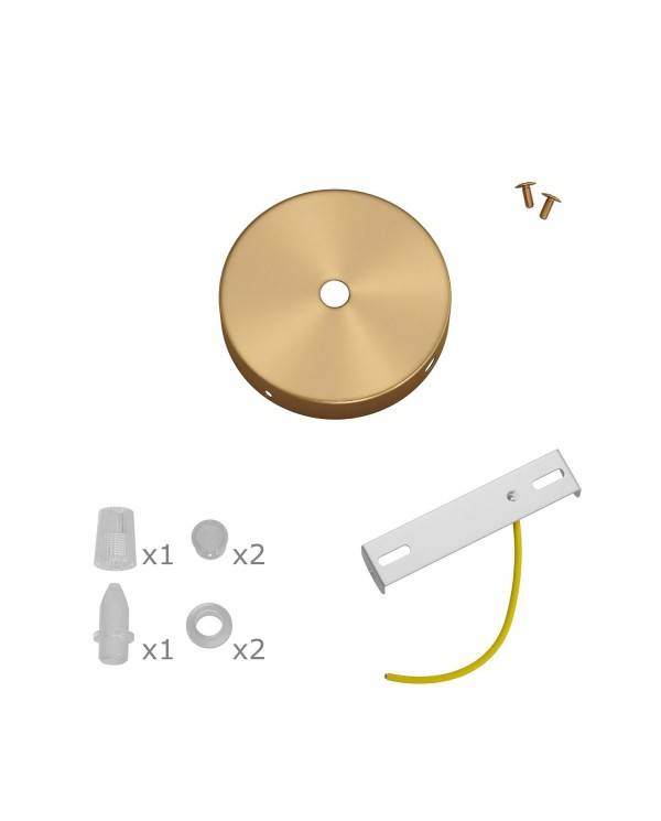 Kit runder Mini Lampenbaldachin aus Metall mit 1 zentralen Loch und 2 Seitenlöchern