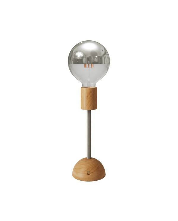 Tragbare, wiederaufladbare Leuchte Cabless02 mit Globe Glühbirne mit silberfarbener Kopfspiegelung