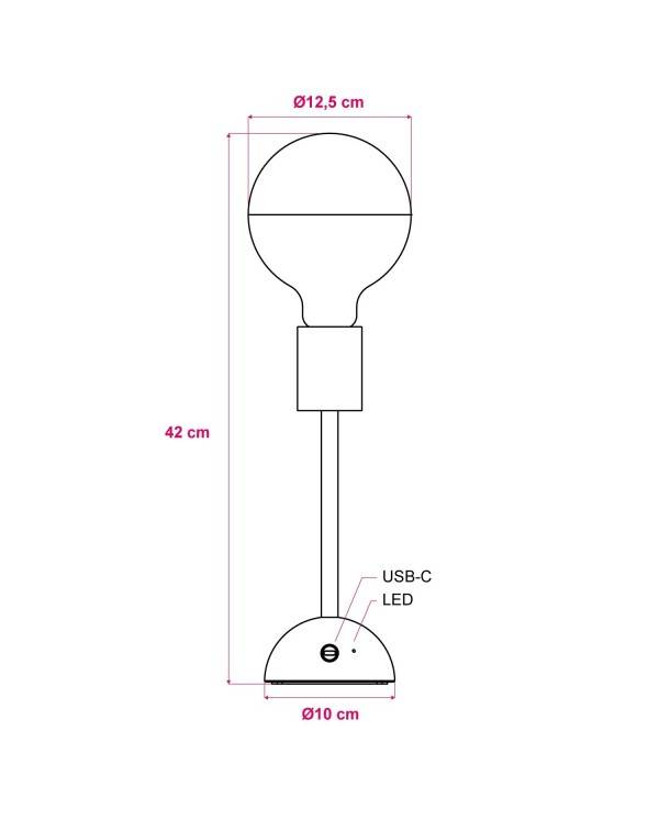Tragbare, wiederaufladbare Leuchte Cabless02 mit Globe Glühbirne mit silberfarbener Kopfspiegelung