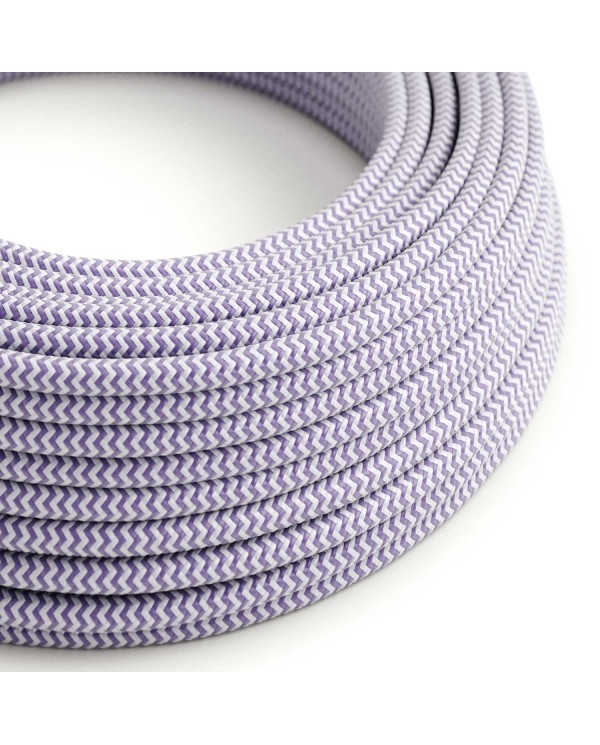 Textilkabel, lavendel-lichtweiß glänzend, Zick-Zack - Das Original von Creative-Cables - RZ07 rund 2x0,75mm / 3x0,75mm