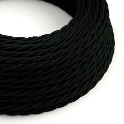 Textilkabel, kohlenschwarz glänzend - Das Original von Creative-Cables - TM04 geflochten 2x0.75mm / 3x0.75mm