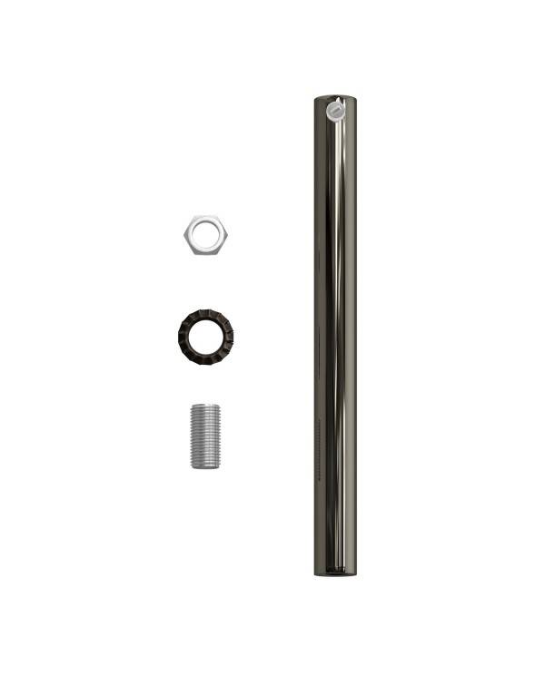 Runde Zugentlastung aus Metall, 15 cm lang, komplett mit Gewinderohr, Mutter und Unterlegscheibe