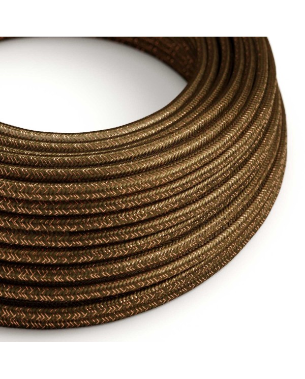 Textilkabel, kaffeebraun glänzend, mit Glitzer-Effekt - Das Original von Creative-Cables - RL13 rund 2x0,75mm / 3x0,75mm