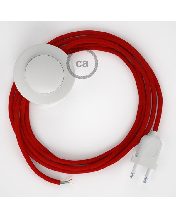 Stehleuchte Anschlussleitung RM09 Rot Seideneffekt 3 m. Wählen Sie aus drei Farben bei Schalter und Stecke.