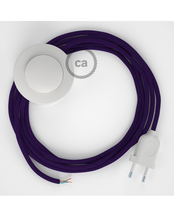 Stehleuchte Anschlussleitung RM14 Violett Seideneffekt 3 m. Wählen Sie aus drei Farben bei Schalter und Stecke.