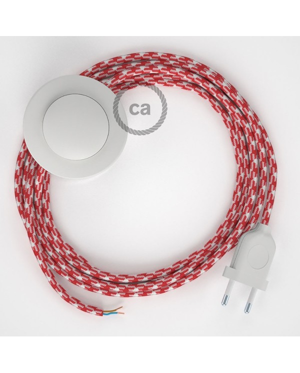 Stehleuchte Anschlussleitung RP09 Bifarbig Weiß Rot Seideneffekt 3 m. Wählen Sie aus drei Farben bei Schalter und Stecke.