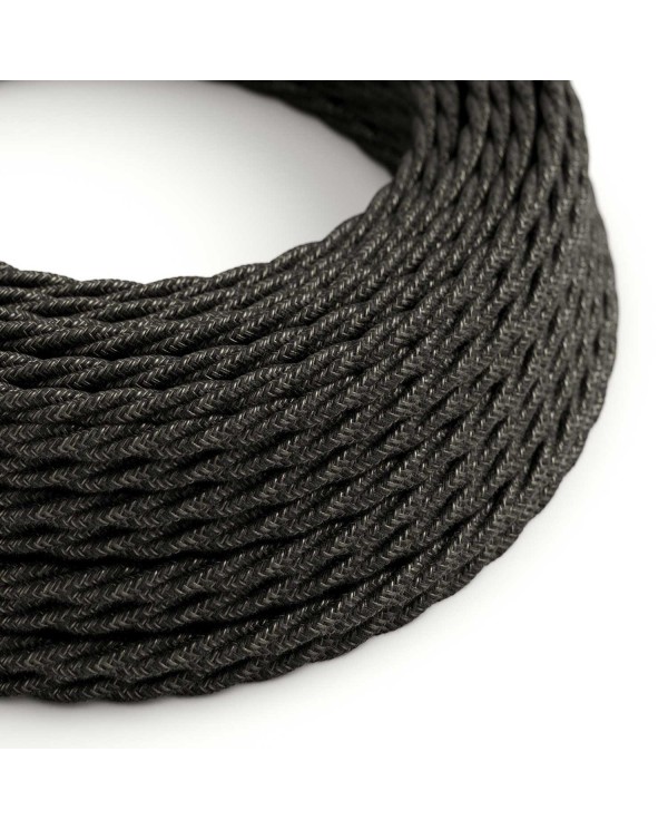 Textilkabel, anthrazit-grau meliert, aus Leinen - Das Original von Creative-Cables - TN03 geflochten 2x0.75mm / 3x0.75mm
