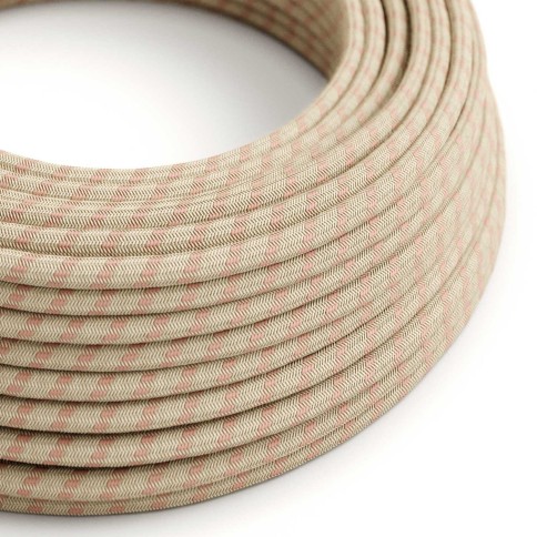 Textilkabel, altrosa-beige gestreift - Das Original von Creative-Cables - RD51 rund 2x0.75mm / 3x0.75mm