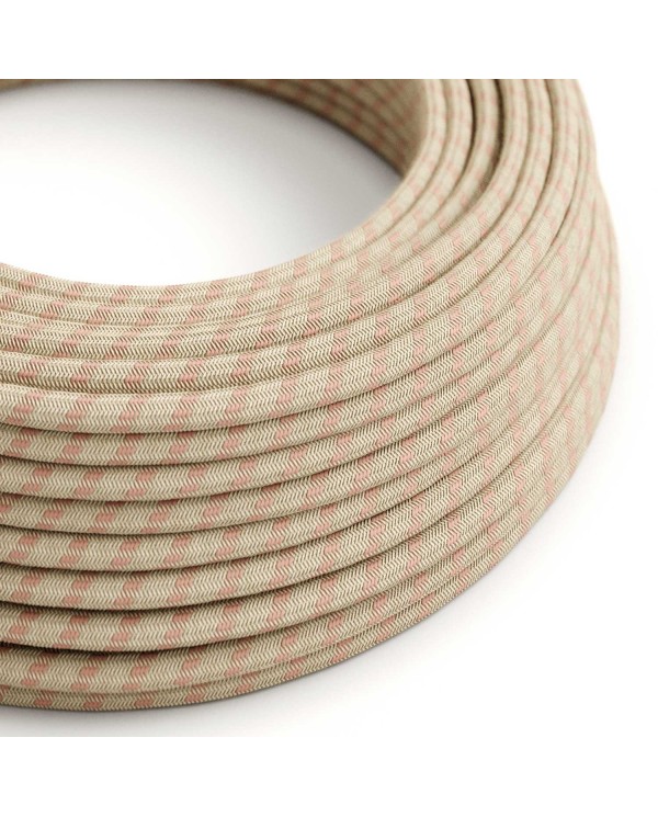 Textilkabel, altrosa-beige gestreift - Das Original von Creative-Cables - RD51 rund 2x0.75mm / 3x0.75mm