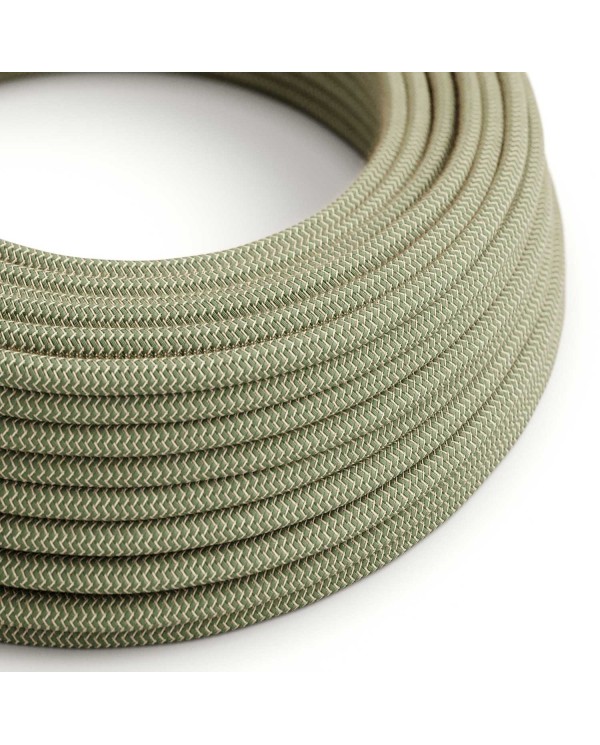 Textilkabel, thymiangrün-beige, Zick-Zack - Das Original von Creative-Cables - RD72 rund 2x0.75mm / 3x0.75mm