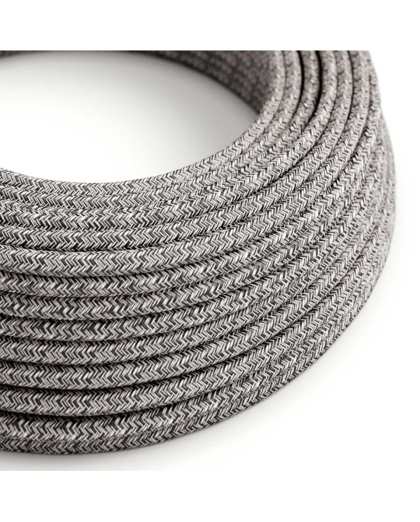 Textilkabel, Schwarz Onyx Tweed mit Glitzer-Effekt, Zick-Zack - Das Original von Creative-Cables - RS81 rund 2x0.75mm / 3x0.75mm