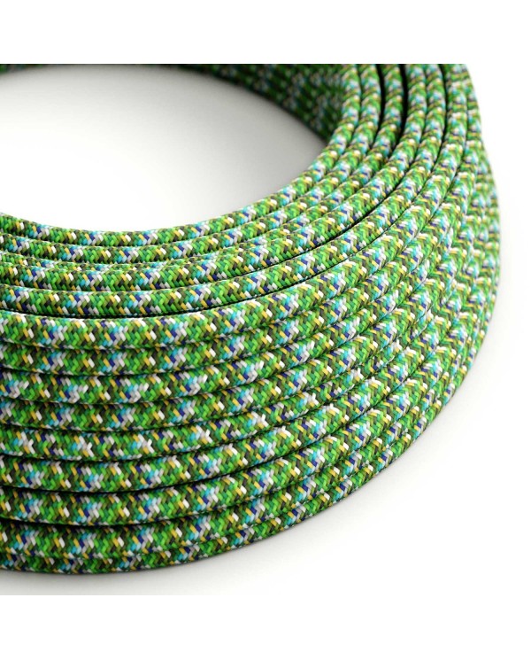 Textilkabel, grün-bunt gemustert glänzend, Pixel - Das Original von Creative-Cables - RX05 rund 2x0.75mm / 3x0.75mm