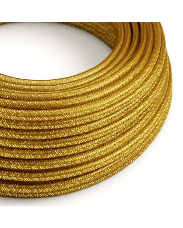 Textilkabel, goldfarben glänzend, mit Glitzer-Effekt - Das Original von Creative-Cables - RL05 rund 2x0,75mm / 3x0,75mm