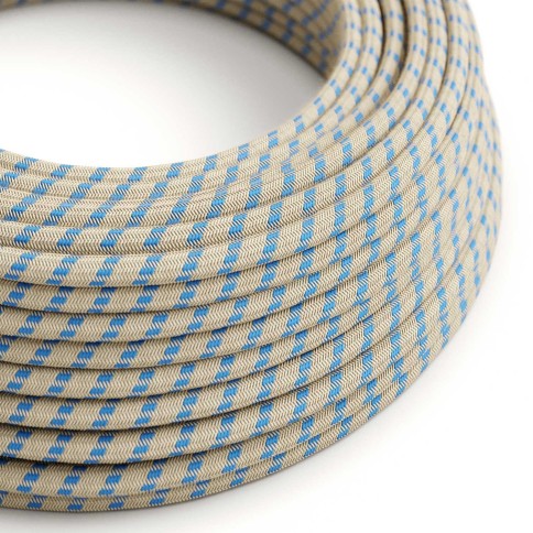 Textilkabel, stewardblau-beige gestreift - Das Original von Creative-Cables - RD55 rund 2x0.75mm / 3x0.75mm