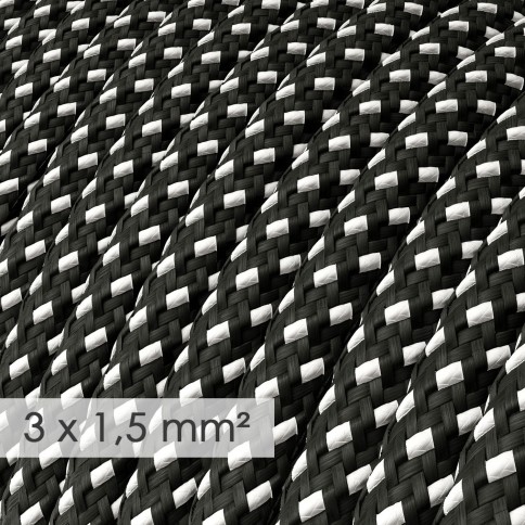 Textilkabel rund mit breitem Querschnitt 3x1,50 - Seideneffekt 3D Sternmuster-Hervorhebung RT41
