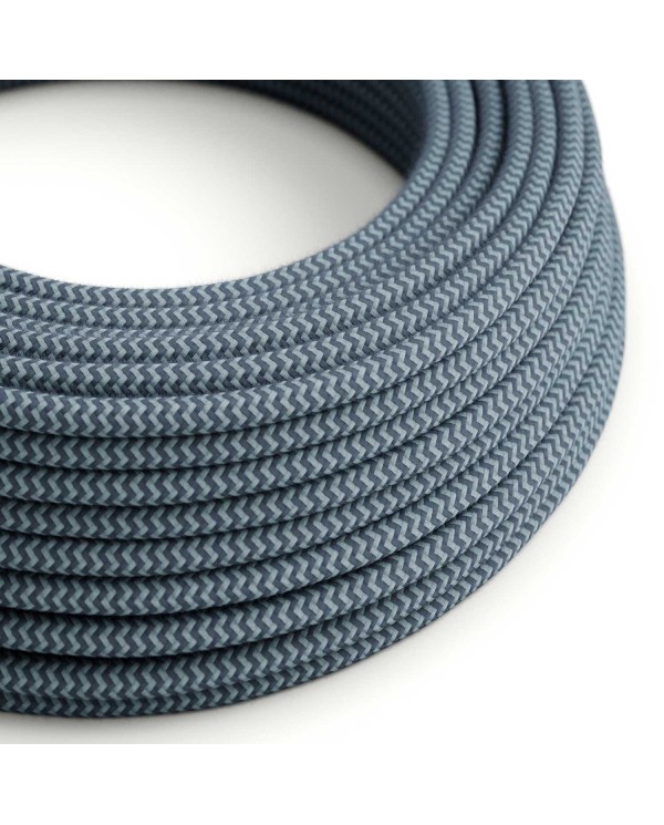 Textilkabel, steingrau-ozeanblau, aus Baumwolle - Das Original von Creative-Cables - RZ25 rund 2x0.75mm / 3x0.75mm