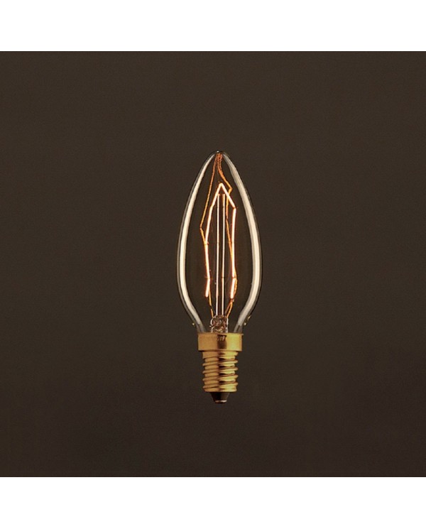 Vintage Glühbirne gold Kerze C35 ZickZack Filament Kohlefaden 25W E14 dimmbar 2000K