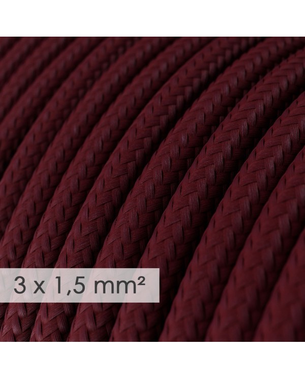 Textilkabel rund mit breitem Querschnitt 3x1,50 - Seideneffekt Bordeaux RM19