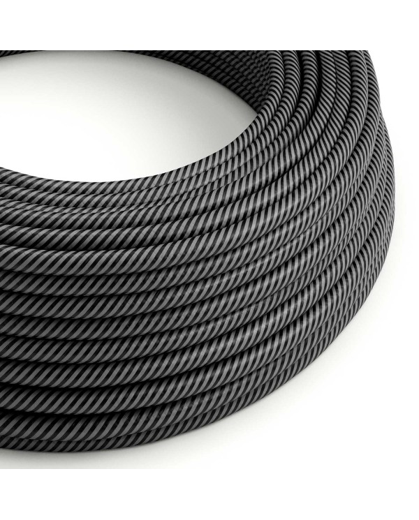 Textilkabel, graphitgrau-kohlenschwarz glänzend Vertigo - Das Original von Creative-Cables - ERM38 rund 2x0.75mm / 3x0.75mm