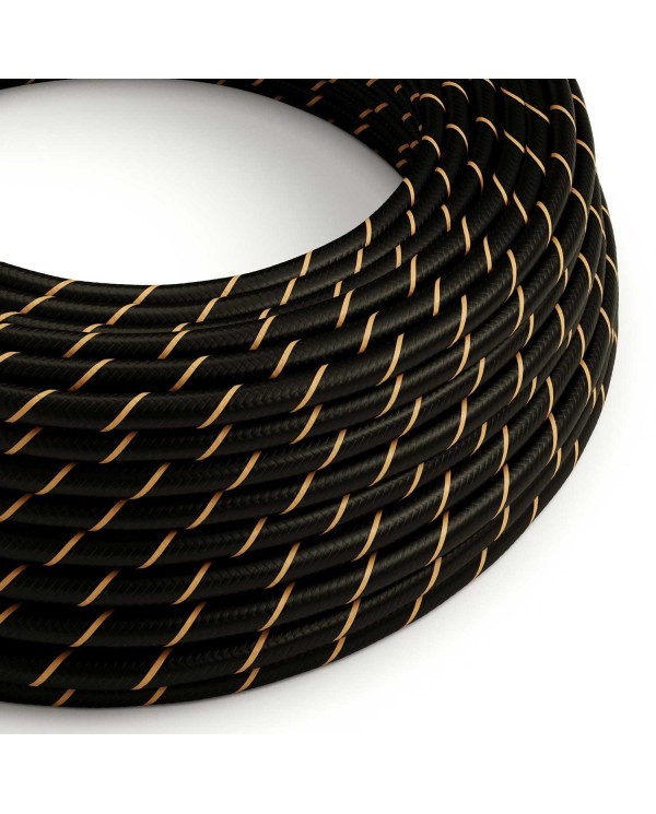 Textilkabel, schwarz-gold glänzend Vertigo - Das Original von Creative-Cables - ERM42 Rundes 2x0.75mm / 3x0.75mm