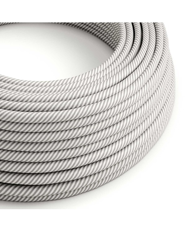 Textilkabel, aluminium-lichtweiß glänzend Vertigo - Das Original von Creative-Cables - ERM46 rund 2x0,75mm / 3x0,75mm