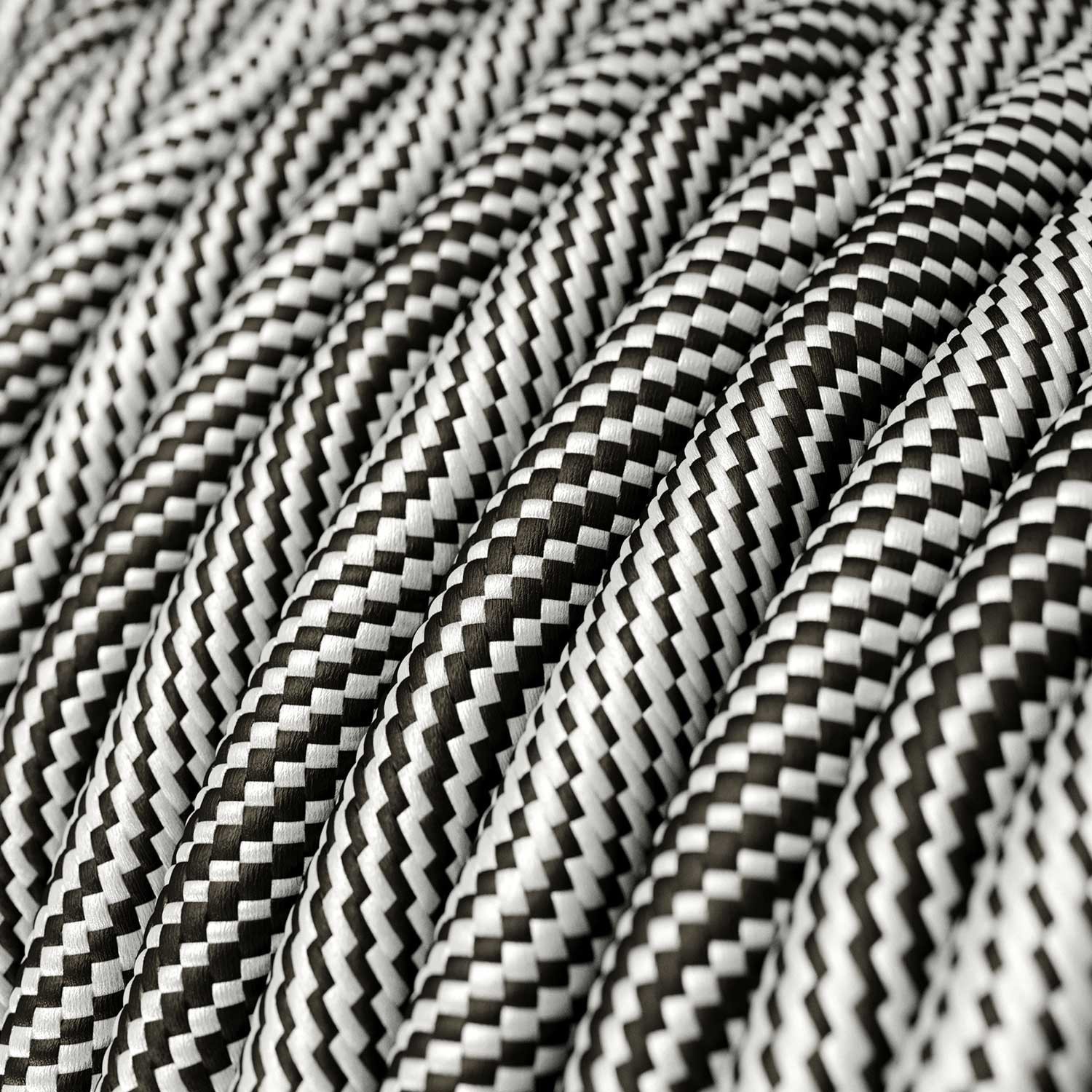 Textilkabel, Optical schwarz-grau glänzend Vertigo - Das Original von Creative-Cables - ERM67 rund 2x0.75mm / 3x0.75mm