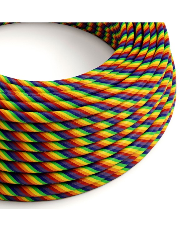 Textilkabel, Regenbogenfarben glänzend Vertigo - Das Original von Creative-Cables - ERM68 rund 2x0,75mm / 3x0,75mm