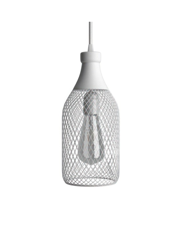 Pendelleuchte inklusive Textilkabel, flaschenförmiger Lampenschirm Jéroboam und Metall-Zubehör - Made in Italy