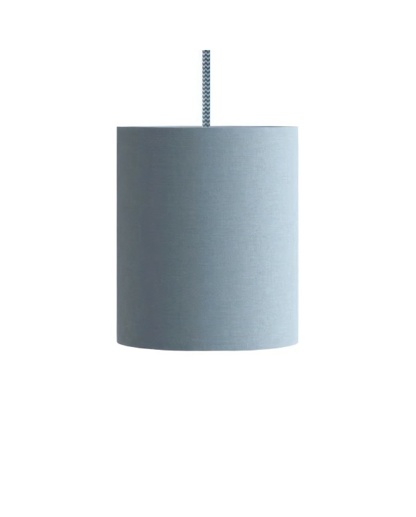 Pendelleuchte inklusive Textilkabel, zylinderförmigem Lampenschirm aus Stoff und Metall-Zubehör - Made in Italy