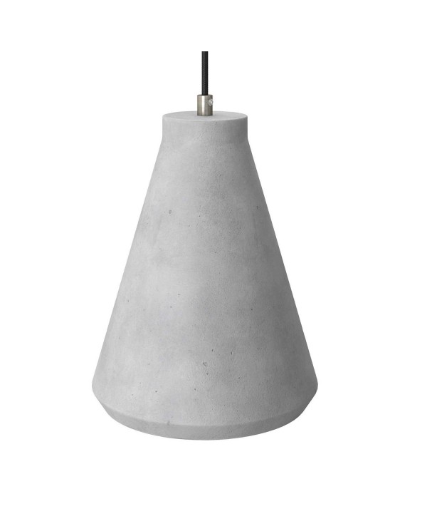 Pendelleuchte inklusive Textilkabel, trichterförmigem Lampenschirm aus Zement und Metall-Zubehör - Made in Italy