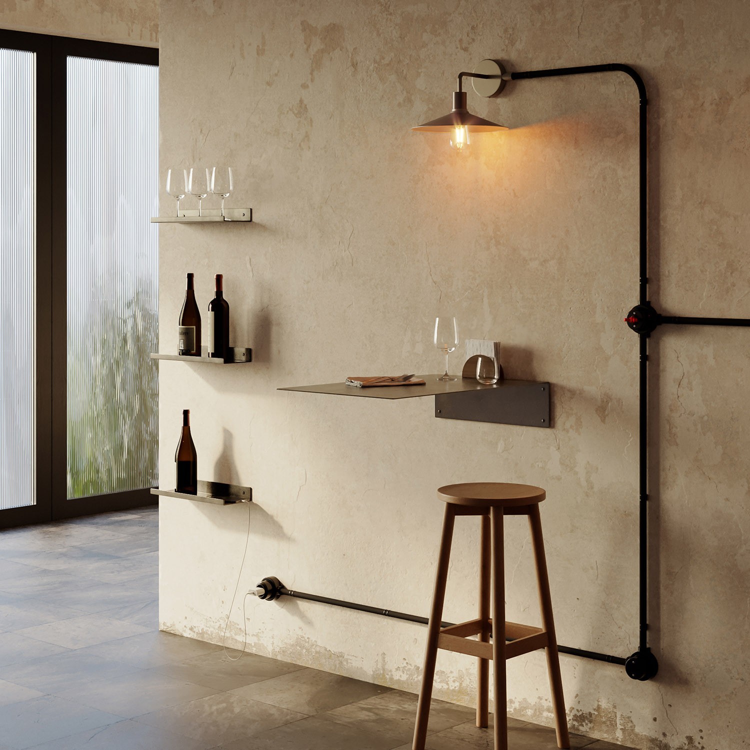 Outdoor-Elektrokabel mit Ummantelung aus natürlichem, grauen Leinen SN02, rund, UV-beständig - kompatibel mit Eiva Outdoor IP65