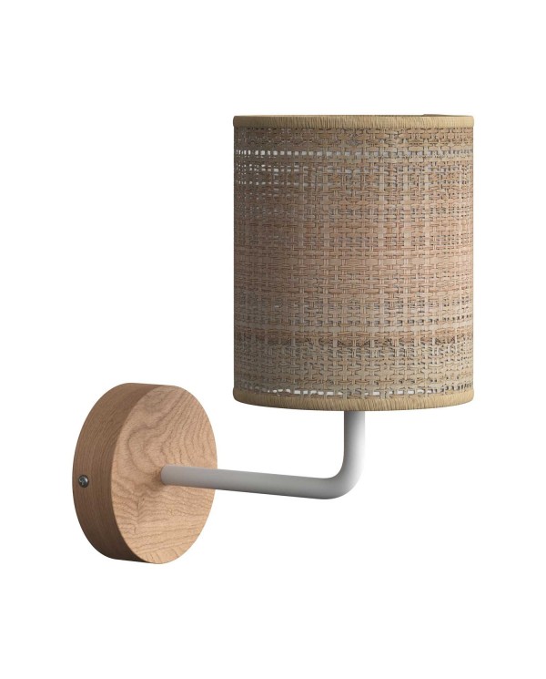 Fermaluce Wood aus klassisch anmutendem Keramik mit Lampenschirm und gebogenes Rohr im Landhaus-Stil