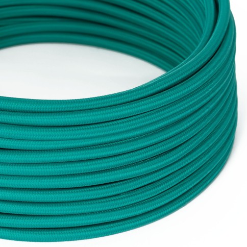 Textilkabel, türkisfarben glänzend - Das Original von Creative-Cables - RM71 rund 2x0.75mm / 3x0.75mm