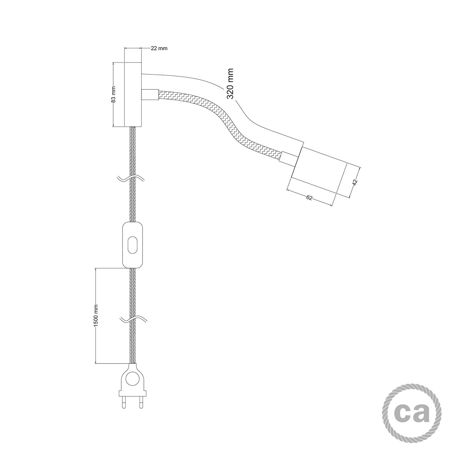 Eiva-2, Lampenfassung mit doppeltem Eingang für den Außenbereich mit IP65 und E27 Anschluss