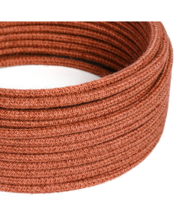 Textilkabel, lehm-orange, aus Jute - Das Original von Creative-Cables - RN27 rund 2x0,75mm / 3x0,75mm