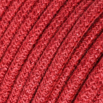 Textilkabel, kirschrot, aus Jute - Das Original von Creative-Cables - RN24 rund 2x0,75mm / 3x0,75mm