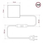 Lumet Lichterkettensystem 'Maiolica', 7,5 m lang, mit Textilkabel, 5 Fassungen und Lampenschirmen, Haken und schwarzem Stecker