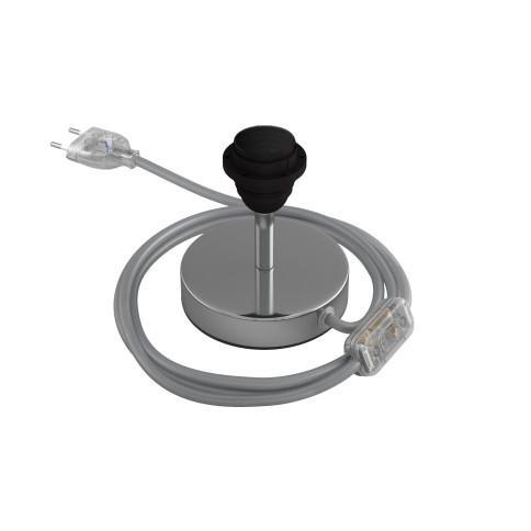 Ultra Soft Elektrokabel aus Silikon mit Ummantelung aus Naturleinen, grau meliert - RN02 rund 2x0,75