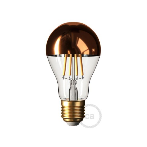 LED-Glühbirne 7W 806Lm E27 Kupfer Kopfsiegel Drop A60, 2700K Dimmbar