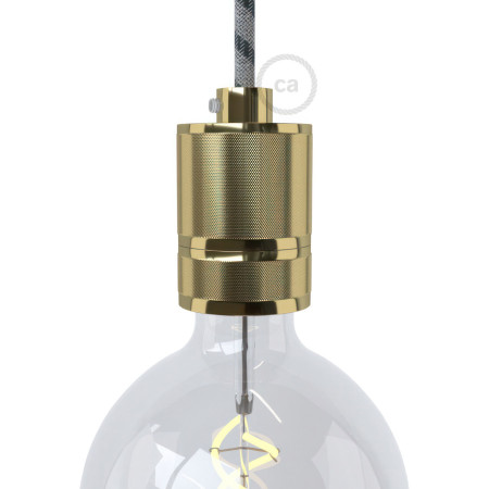 E27-Lampenfassungs-Kit mit Doppelklemmring, gefräst aus Aluminium - Messing
