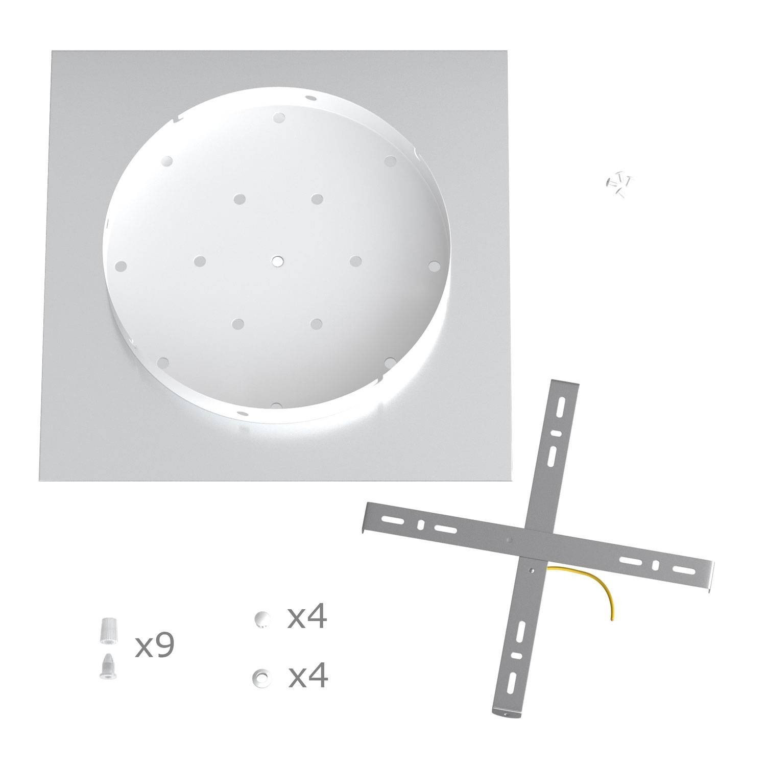 Quadratisches XXL 9-Loch und 4 Seitenlöchern Lampenbaldachin, Rose-One-Abdeckung, 400 mm