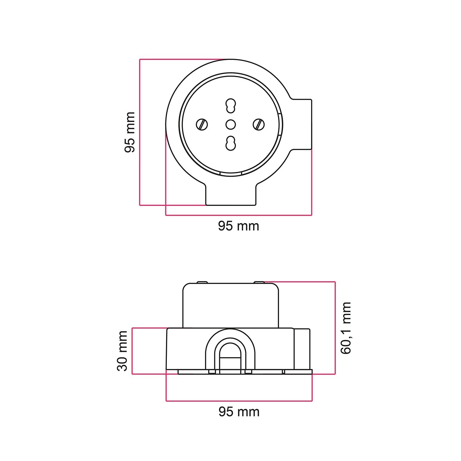 Italienisches Doppelsteckdosen-Kit 10/16A für die Wand und Basis für Creative-Tubes aus Porzellan