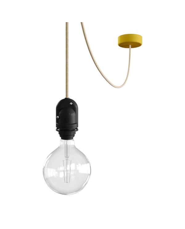 EIVA Outdoor-Pendelleuchte für Lampenschirme mit 5 m Textilkabel, Deckenbefestigung, Lampenbaldachin und Lampenfassung, IP65