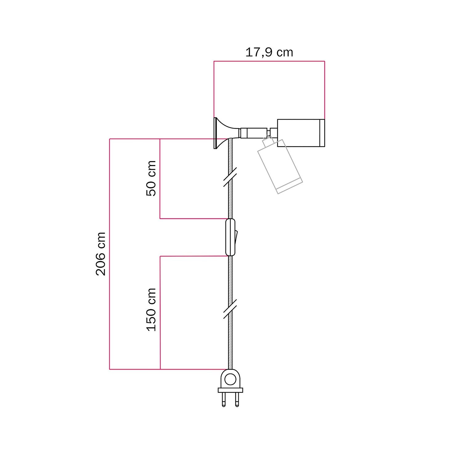 Rechteckiges XXL 3-Loch und 6 Seitenlöchern Lampenbaldachin, Rose-One-Abdeckung, Abmessungen 675 x 225 mm