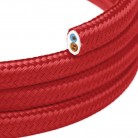 Flaches, mit Stoff überzogenes Beleuchtungskabel Feuerrot glänzend - PM09
